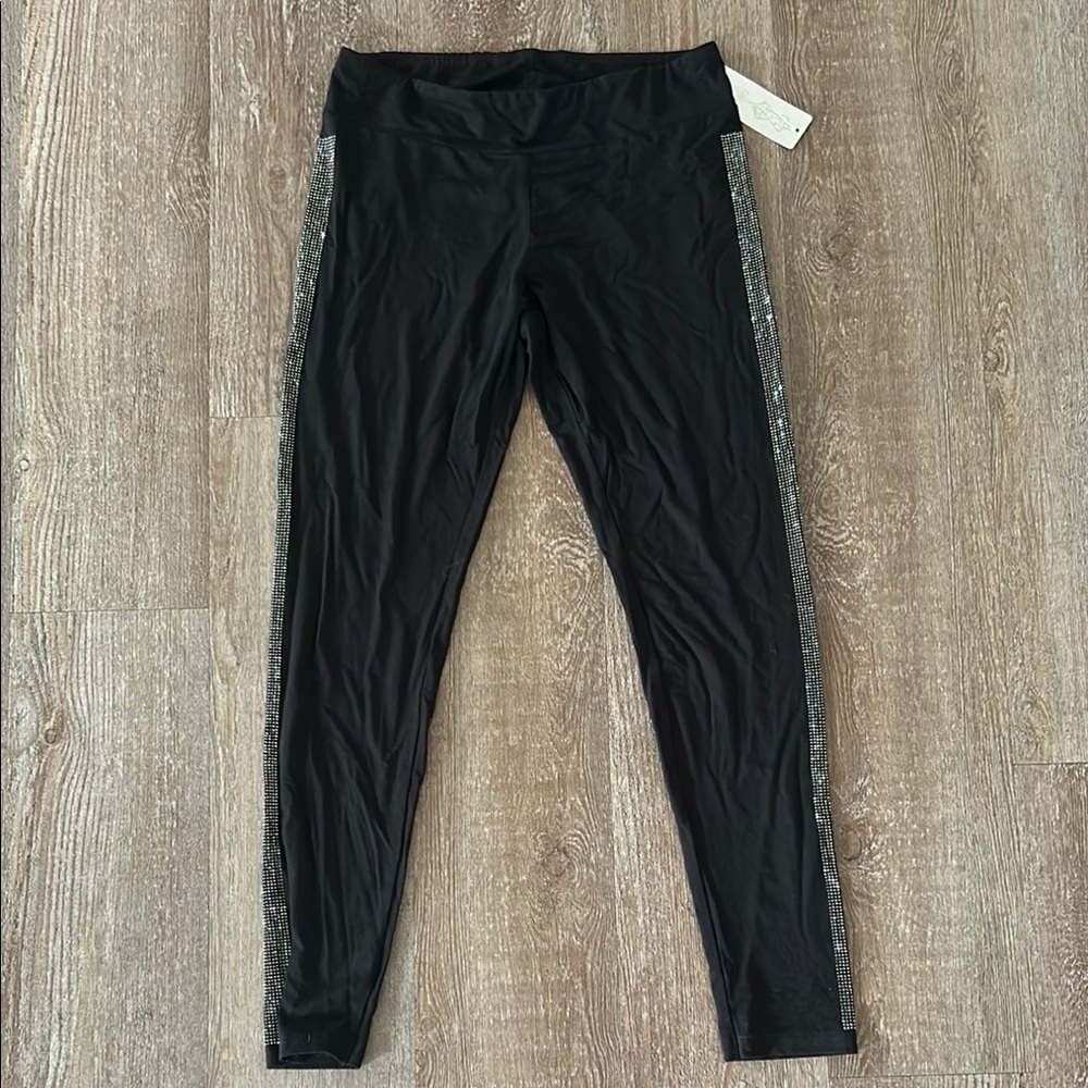 Vocal Black Leggings with Silver Accents